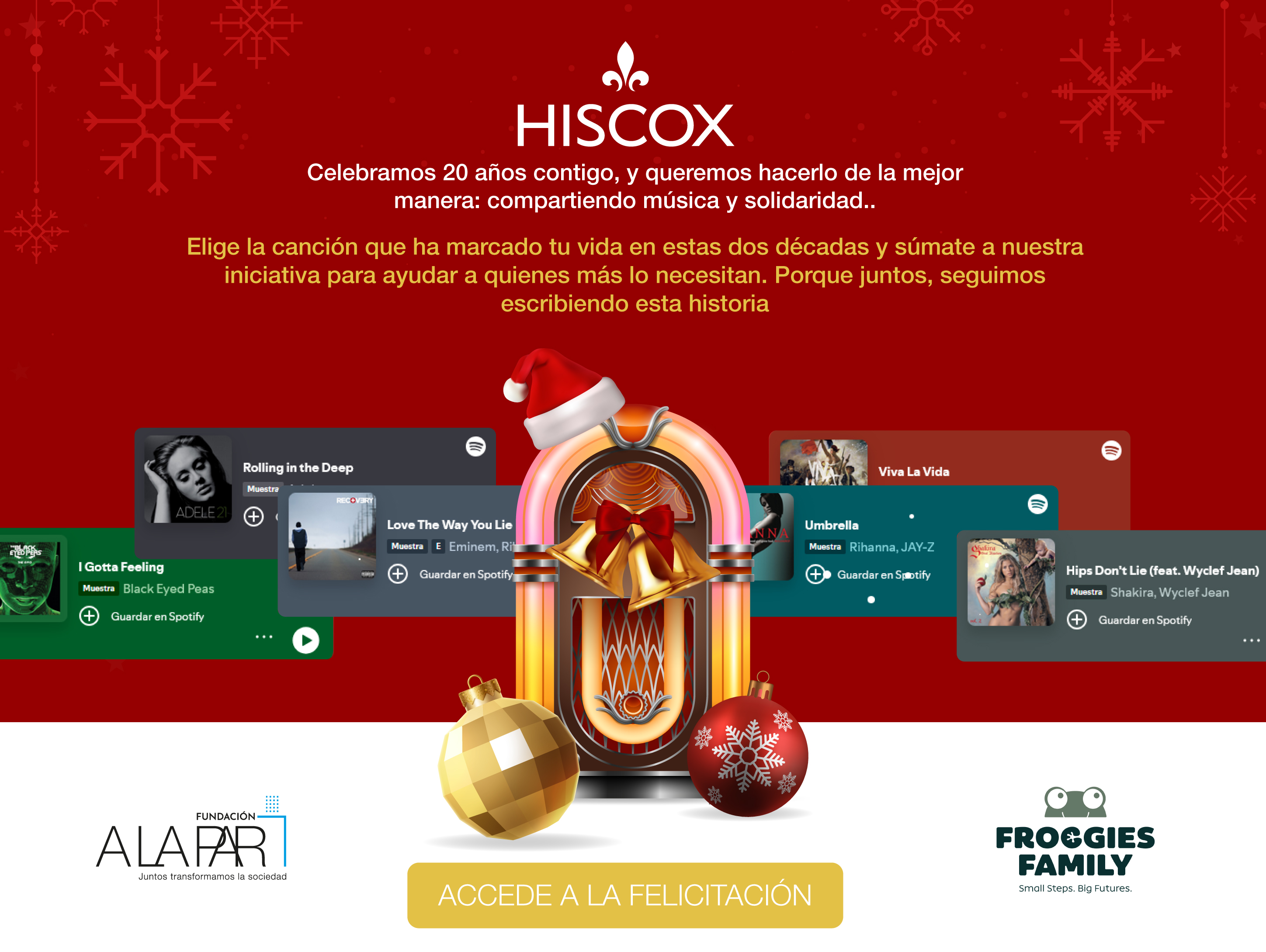 Cada canción cuenta: Hiscox felicita la Navidad con una jukebox solidaria por su 20 aniversario